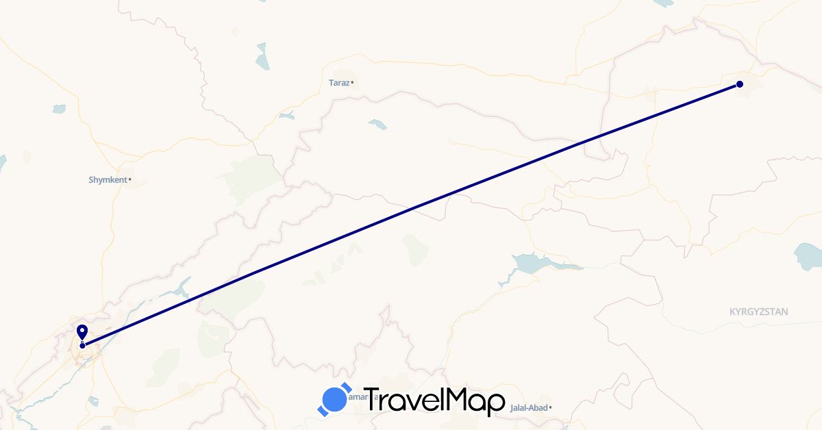 TravelMap itinerary: driving in Kyrgyzstan, Uzbekistan (Asia)